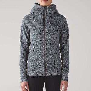 Lululemon Scuba Hoodie Jacket Fizz Black White Size 2